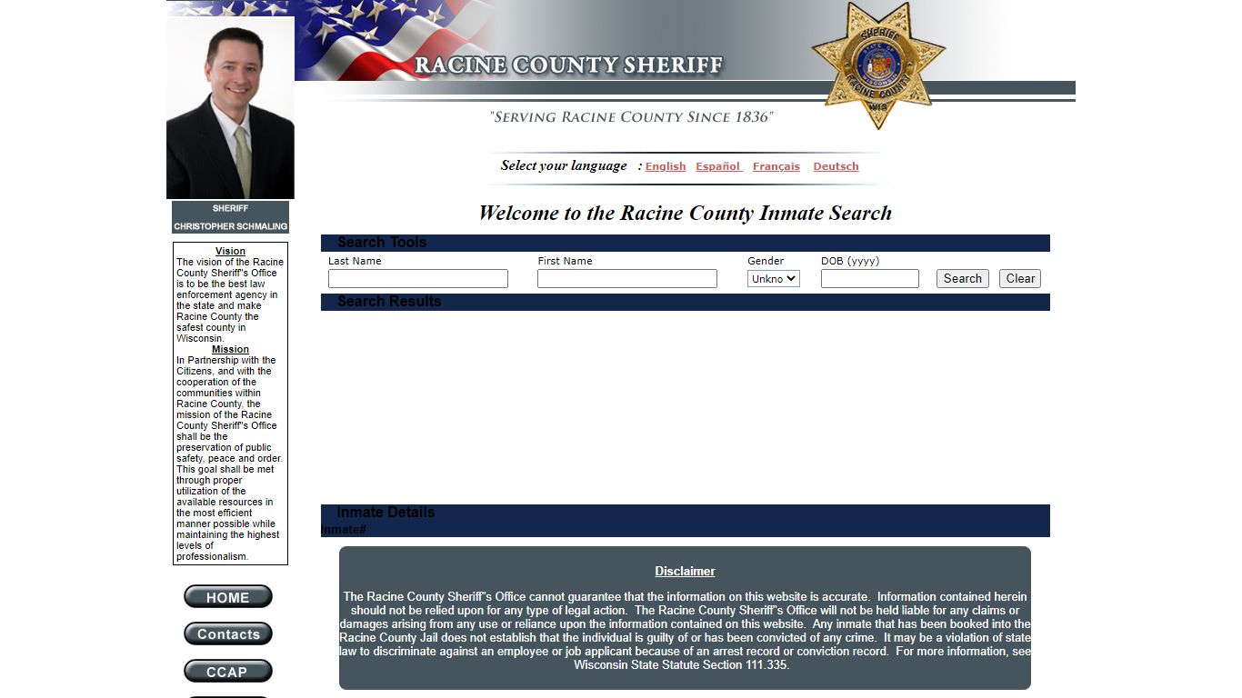 :: Racine County :: Inmate Locator